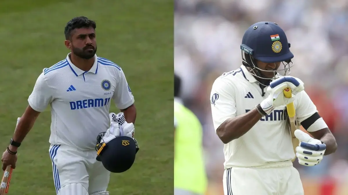 Sai Sudarshan to Replace Karun Nair at No. 3 For 4th Test at Manchester? Anil Kumble Makes Stunning Prediction Karun Nair (L), Sai Sudarshan (R)