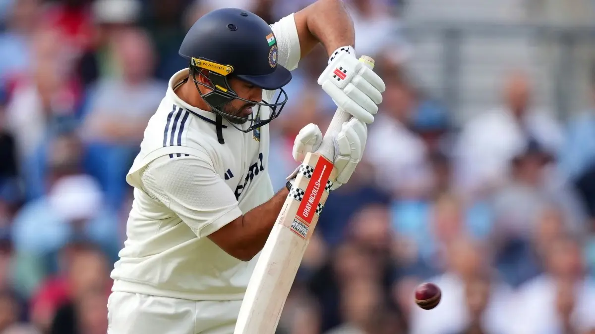 Karun Nair plays a shot during Oval Test