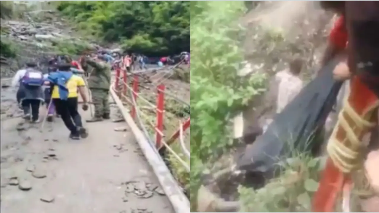 kedarnath yatra land slide on walking route