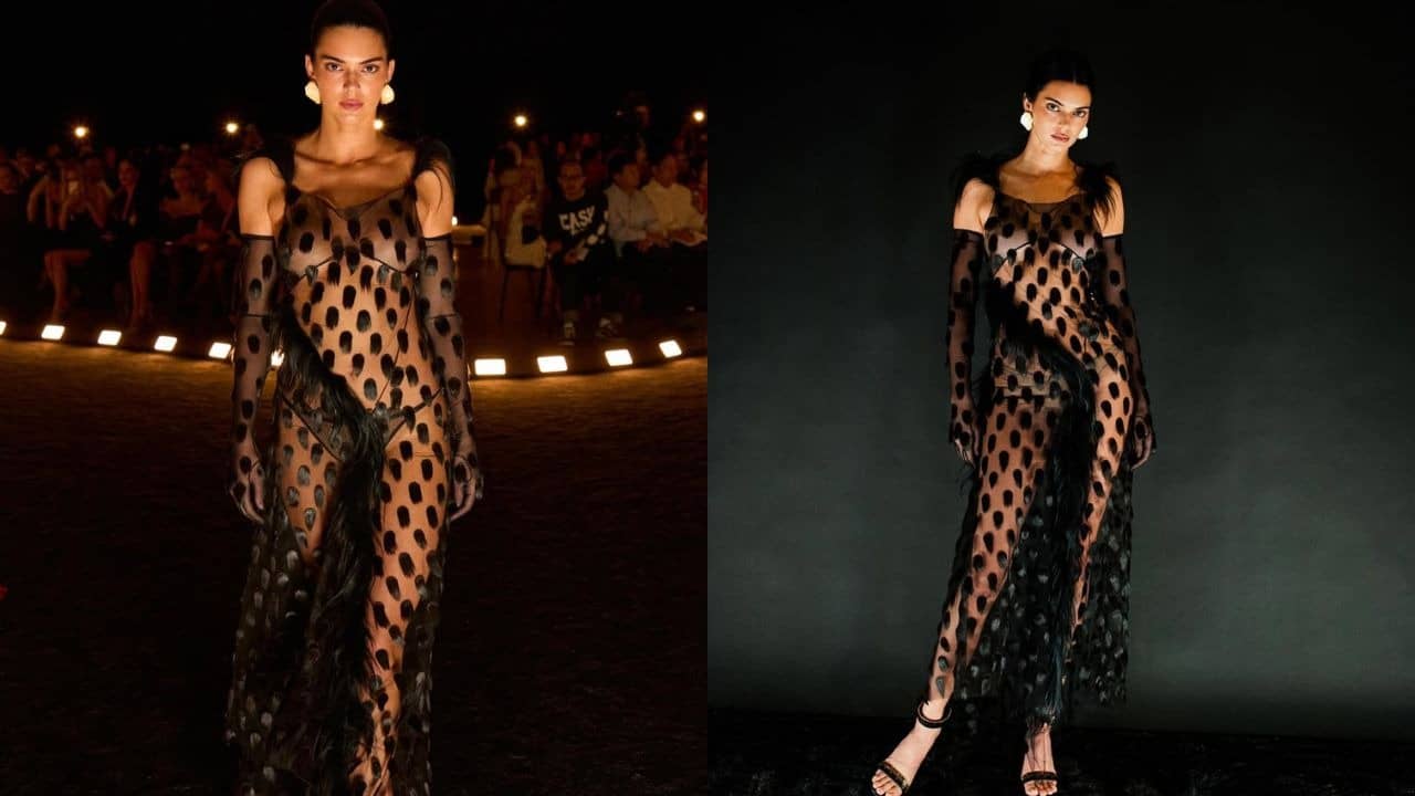Kendall Jenner Closes Schiaparelli Show In Risque Sheer Dress