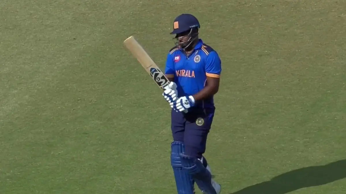 Kerala captain Sanju Samson against Chhattisgarh in SMAT 2025