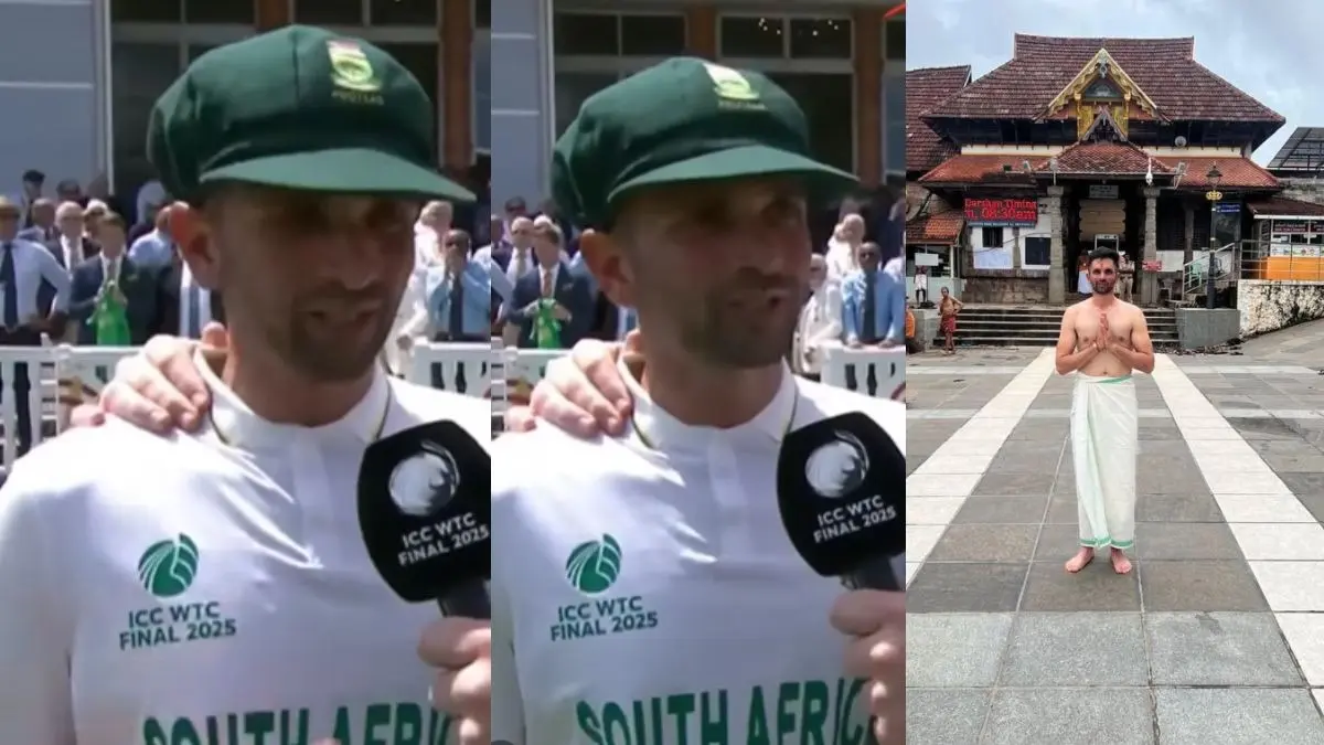 keshav maharaj gets emotional crying after south africa lifts wtc trophy video viral