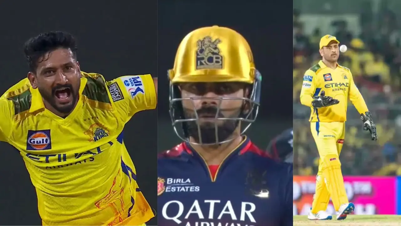 Khaleel ahmed celebrate virat kohli without taking wicket ms dhoni takes drs rcb vs csk