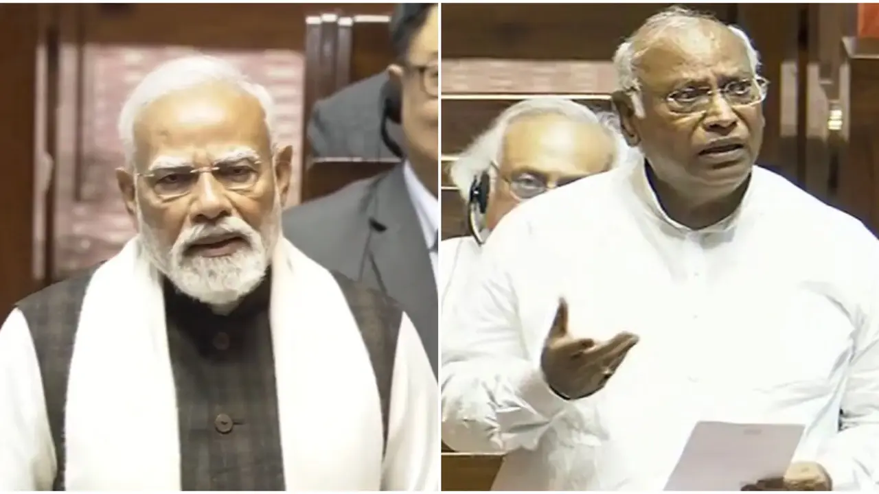 'Kharge ji Ki Umar Dekhte Hue...': PM Modi Takes Jibe At Kharge As He Raises Slogans In Rajya Sabha 'Kharge ji Ki Umar Dekhte Hue...': PM Modi Takes Jibe At Kharge As He Raises Slogans In Rajya Sabha