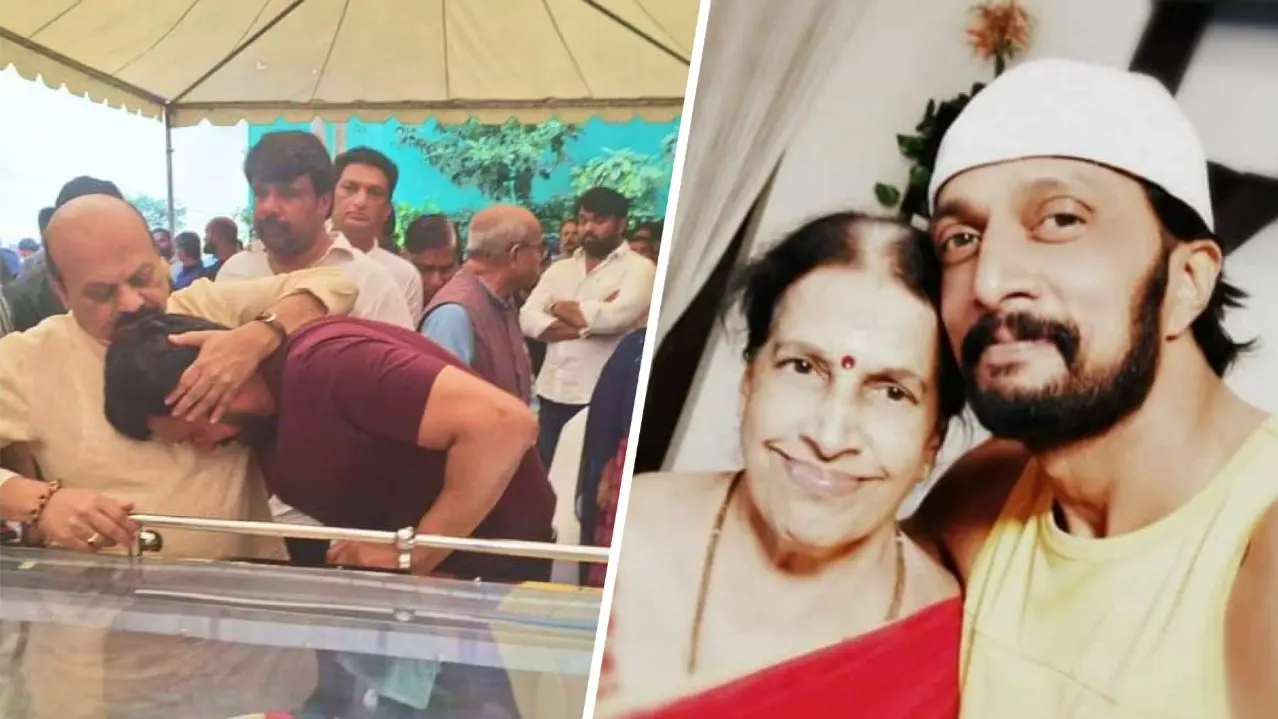 Kichcha Sudeep Cries Inconsolably At Mother Saroja Sanjeev's Bier, Heartbreaking Video Goes Viral Kichcha Sudeep's mother Saroja Sanjeev passed away due to age-related ailments