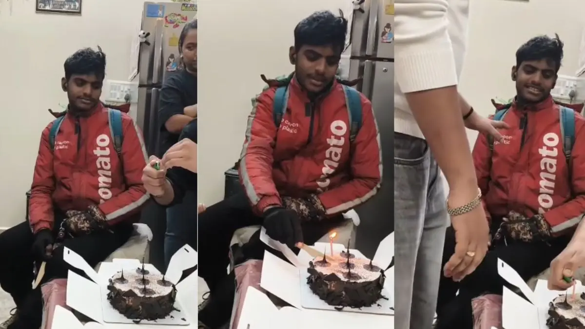 Kindness at the Doorstep: Zomato Delivery Rider Receives Birthday Surprise From Customer’s Family