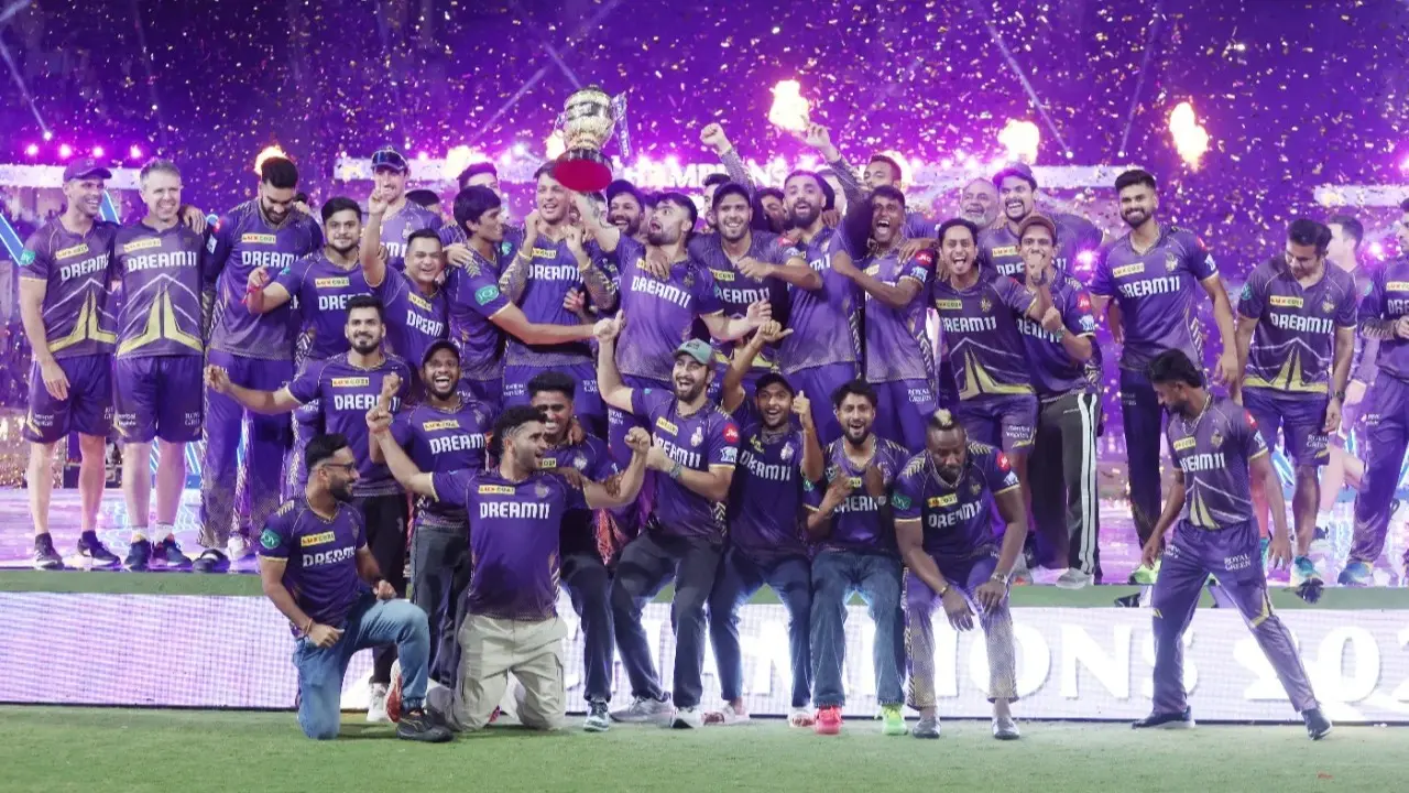 Forgotten India Star Joins KKR As Net Bowler After IPL Auction Snub KKR players celebrate IPL 2024 title