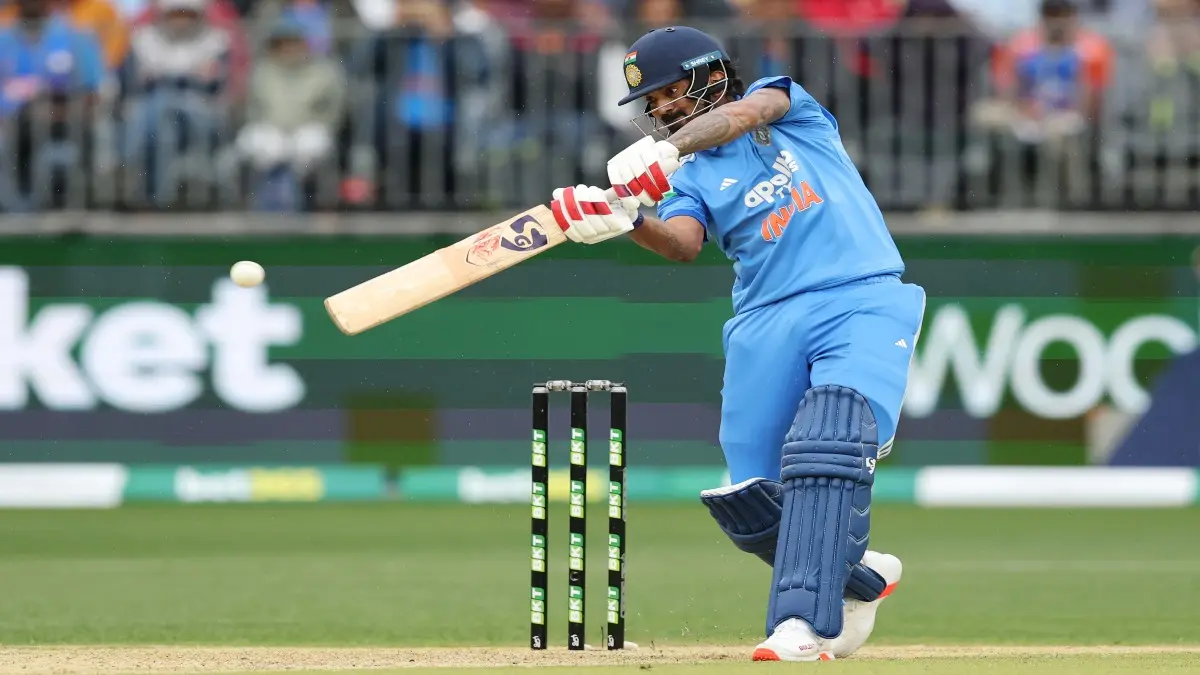 KL Rahul in action against Australia in Perth