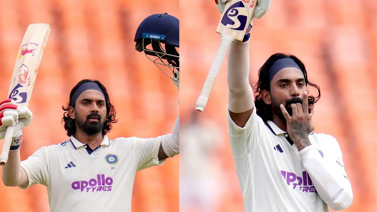 kl Rahul new celebration goes viral after his 2nd ton on Indian soil ind vs wi 1st test