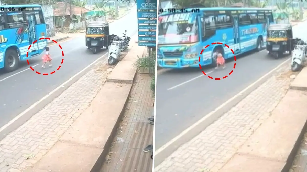 Kozhikode: Out Of An Auto, 3-Year-Old Runs Towards Speeding Bus, Watch Miraculous Escape Kozhikode: Out Of An Auto, 3-Year-Old Runs Towards Speeding Bus, Watch Miraculous Escape
