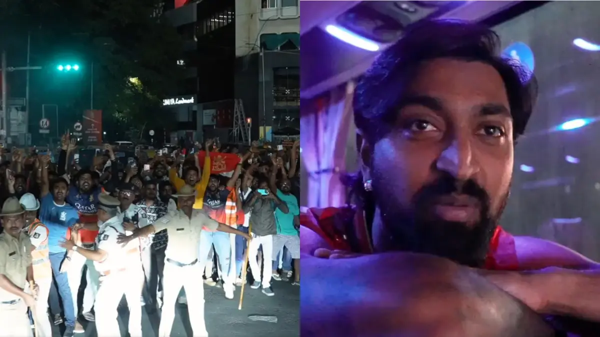Krunal Pandya Experiences RCB Fandom's Craze Outside Chinnaswamy After Massive Win, Cricketer's Passionate Remark Wins Hearts Krunal Pandya Watches The Fans From The Team Bus