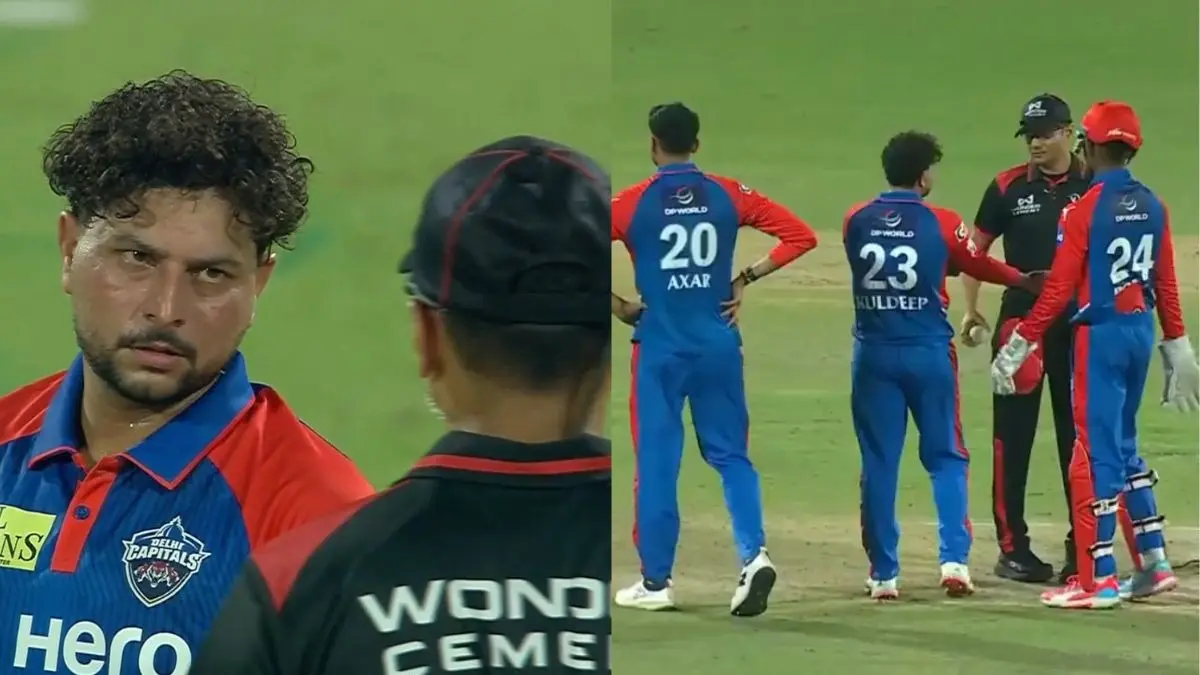 Kuldeep Yadav stares at umpire gets angry on decision as shubman gill sai sudharsan creates history dc vs gt