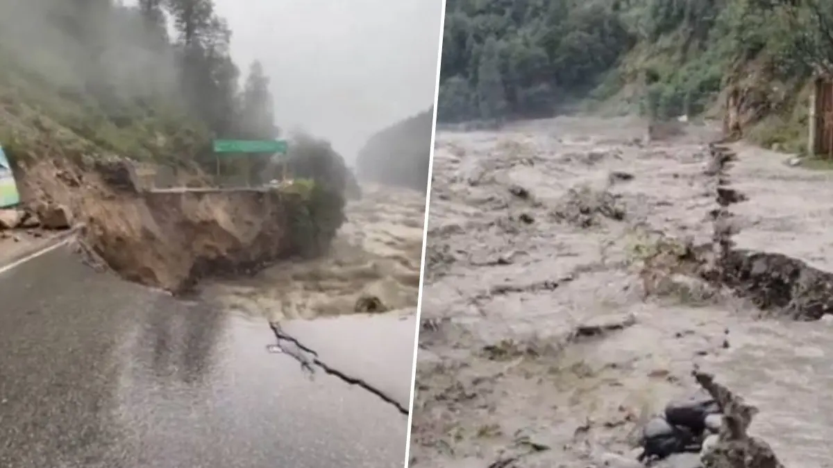 Kullu Highway Washed Away As Swollen Beas River Wreaks Havoc In Himachal Pradesh