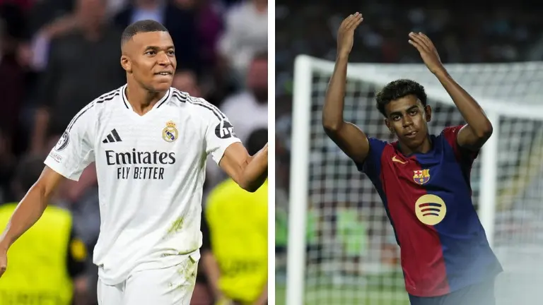 Clash of Titans: Mbappé's Real Madrid vs. Yamal’s Barcelona in Anticipation of their Debut Clásico Kylian Mbappe vs Lamine Yamal