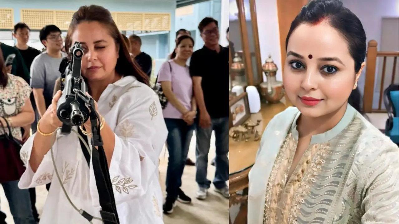 lalu yadav daughter rohini aharya posed for photo holding gun controversy sparks