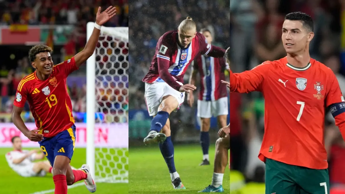 Lamine Yamal, Erling Haaland and Cristiano Ronaldo