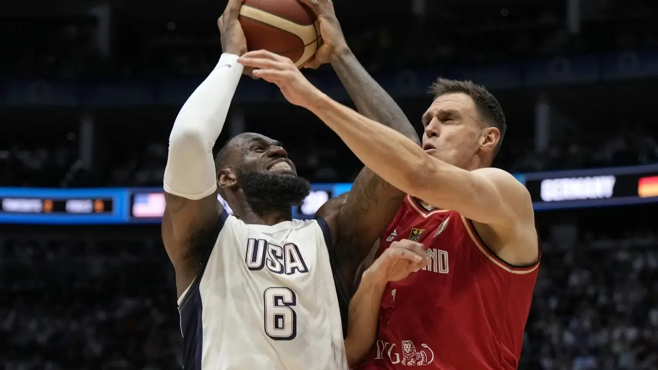 LeBron James scores final 11 points for US in 92-88 win over Germany as pre-Olympic tour ends LeBron James