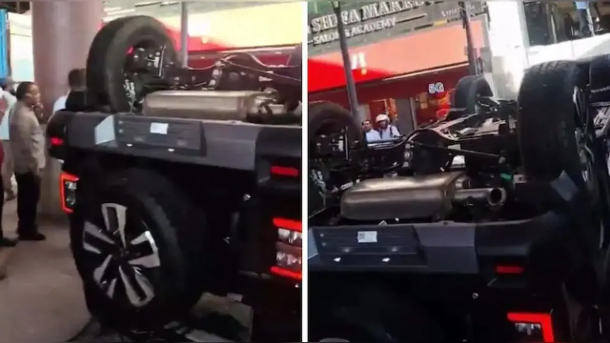 'Lemon Ritual' Gone Wrong: New Thar Crashes From 1st Floor In Delhi Showroom, Video Viral 'Lemon Ritual' Gone Wrong: New Thar Crashes From 1st Floor In Delhi Showroom, Video Viral