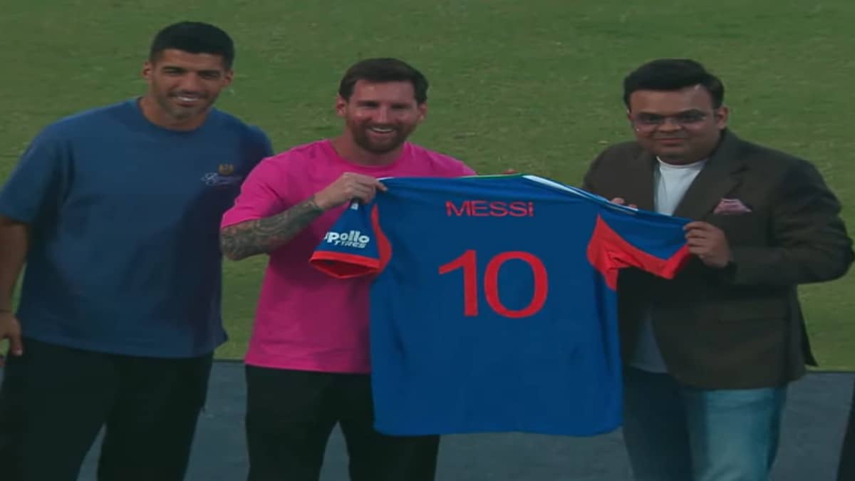 Lioenl Messi with ICC Chairman Jay Shah