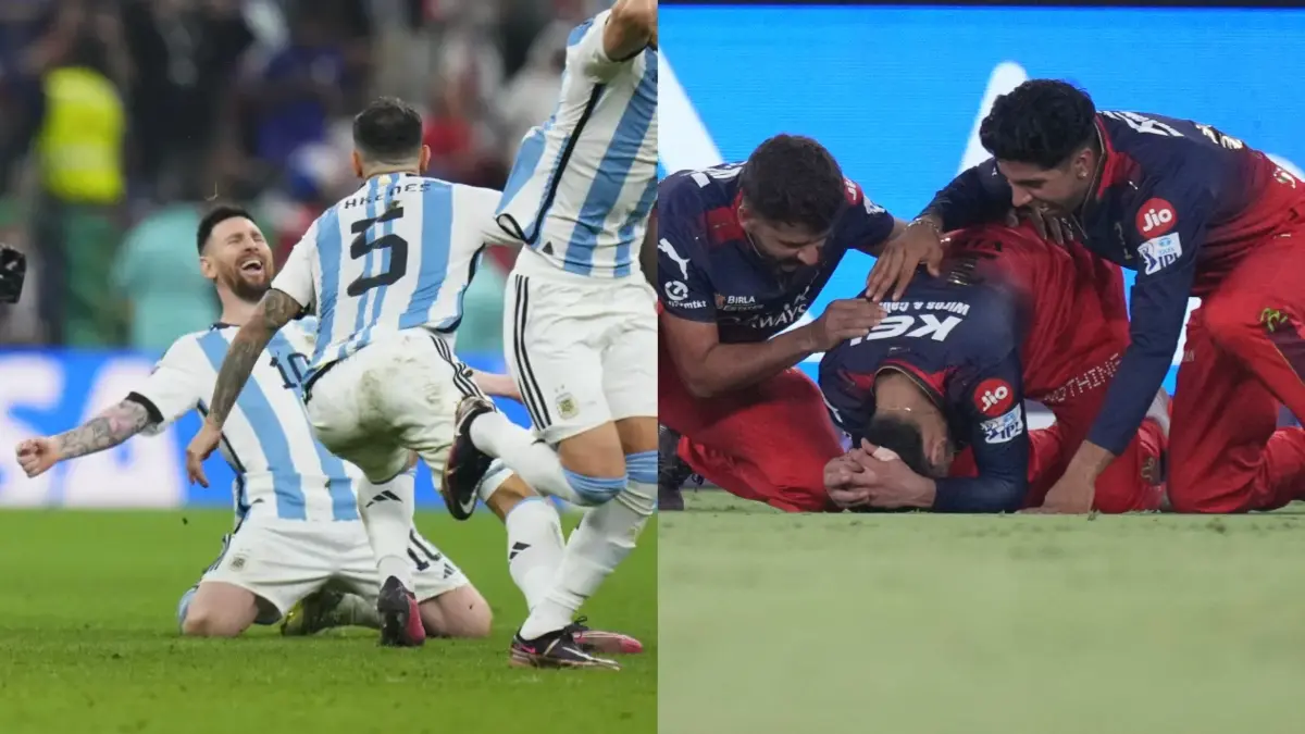 Lionel Messi after winning the FIFA World Cup and Virat Kohli after winning IPL 2025