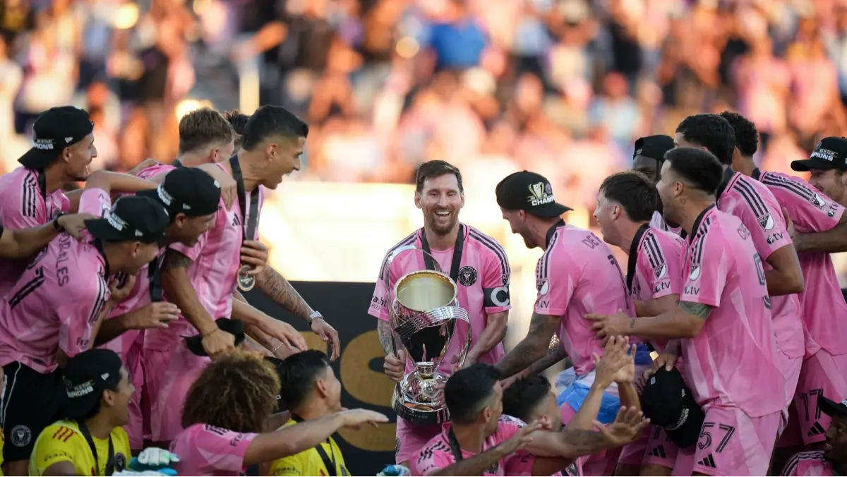 Lionel Messi celebrates Inter Miami's MLS win