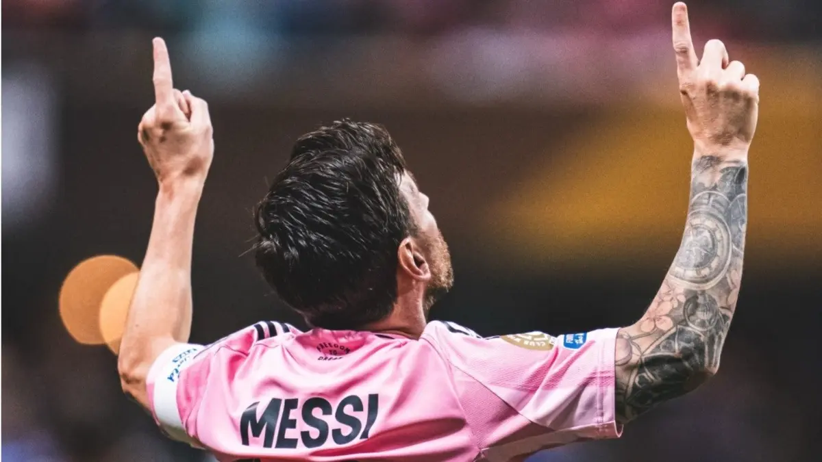 Lionel Messi celebrating his goal against FC Porto in the FIFA Club World Cup 2025