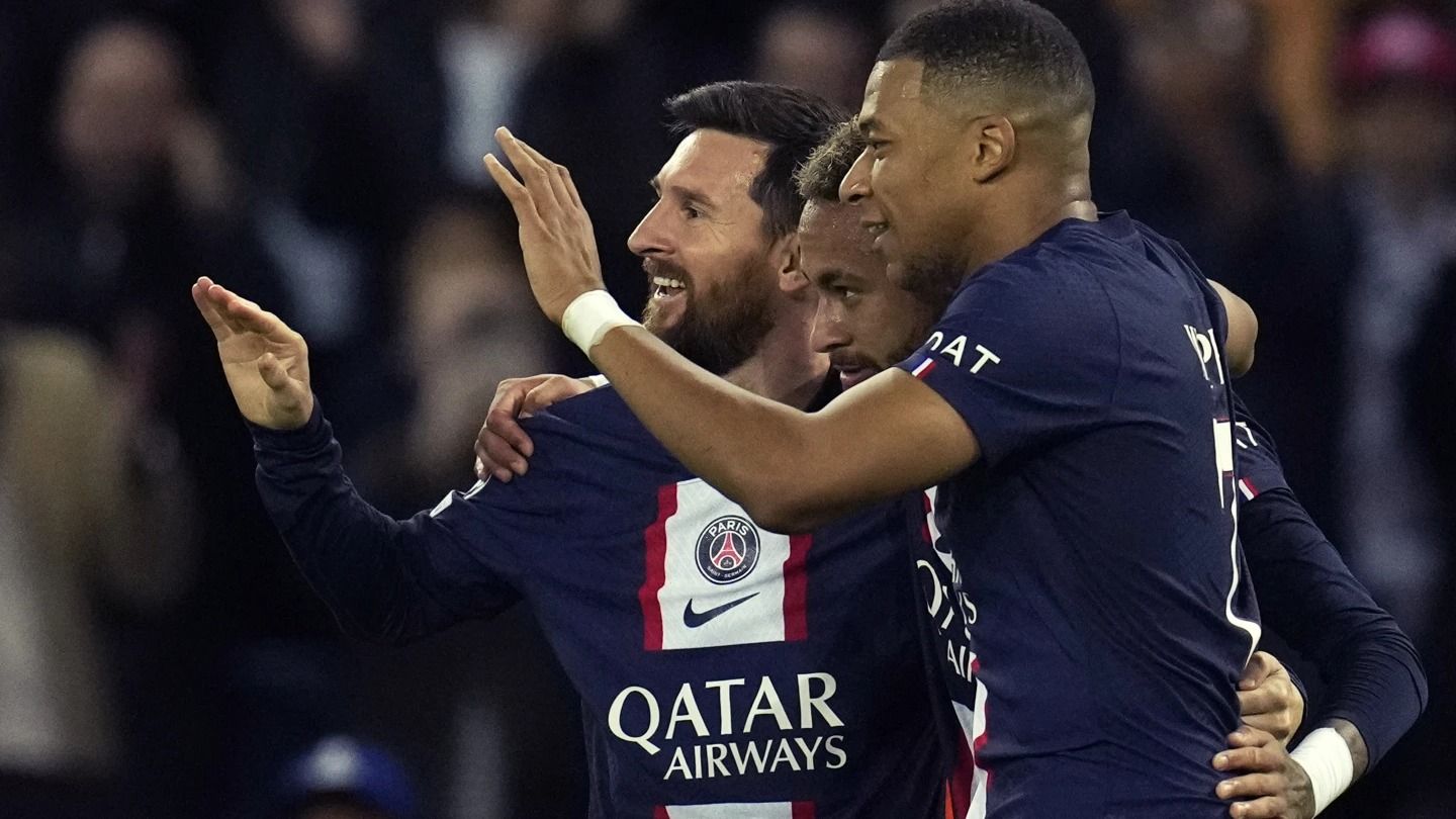 Lionel Messi, Neymar and Kylian Mbappe at PSG