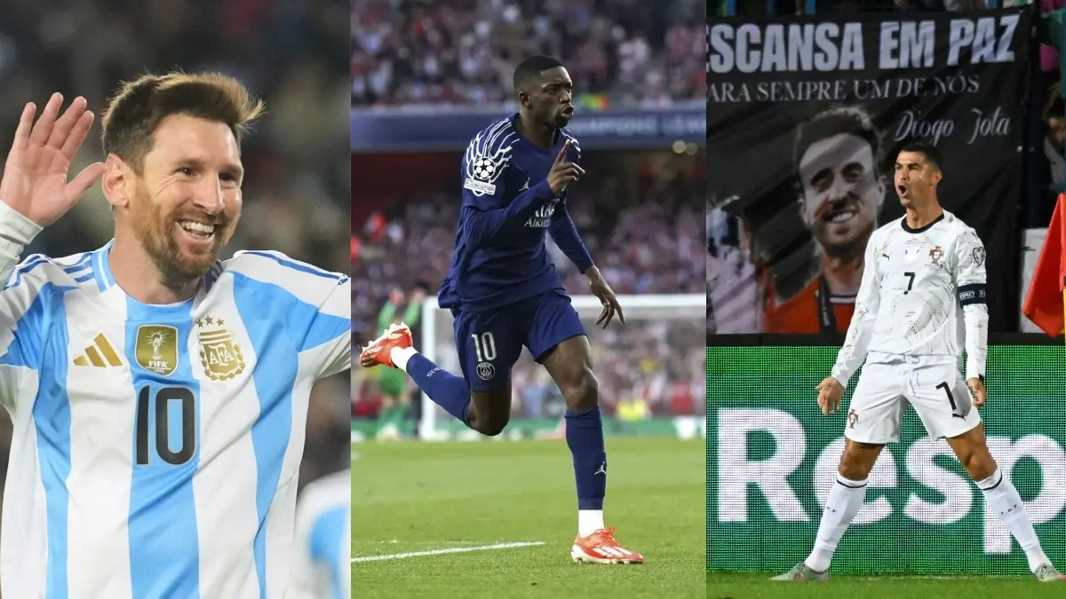 Lionel Messi, Ousmane Dembele and Cristiano Ronaldo