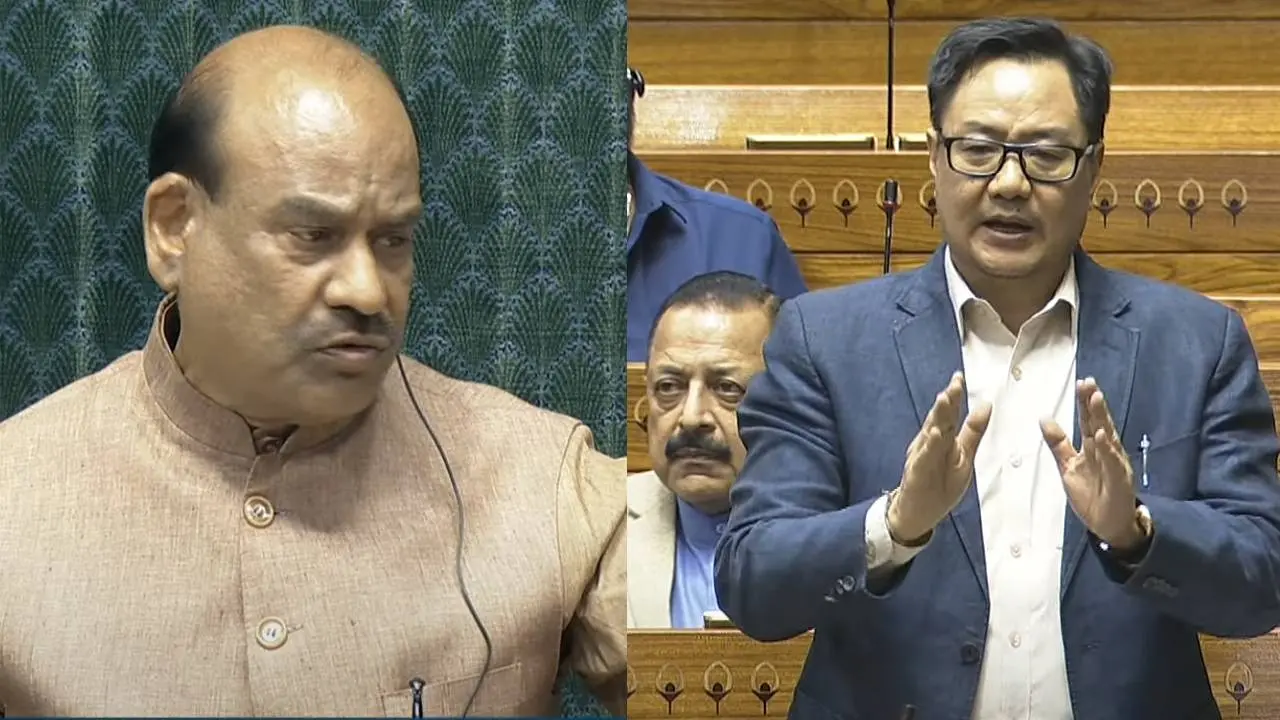 Loksabha Speaker Om Birla and Minister Kiren Rijiju