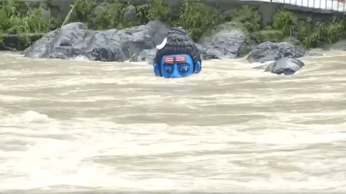Lord Shiva Statue Submerges in Swollen Alaknanda River as Uttarakhand Faces Flood, Landslide Threats
