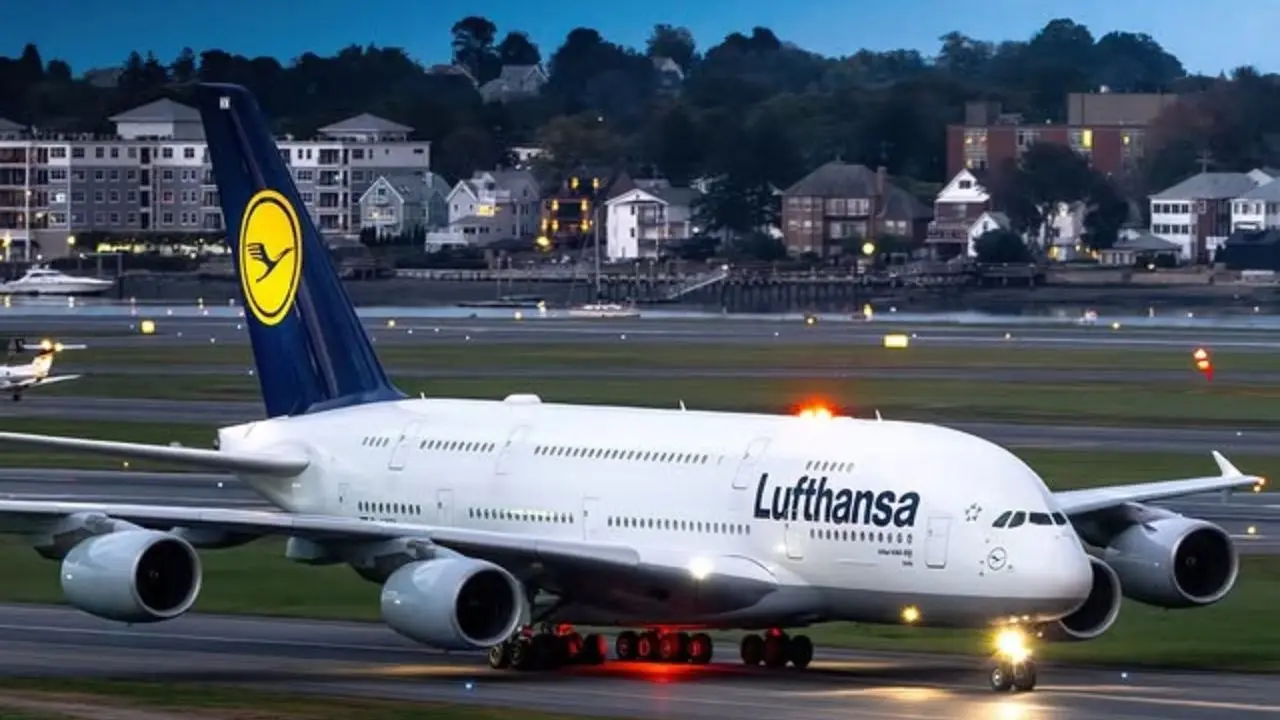 Lufthansa flight at Boston Logan Airport
