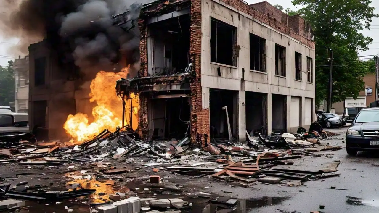 345 cylinders exploded one after the other