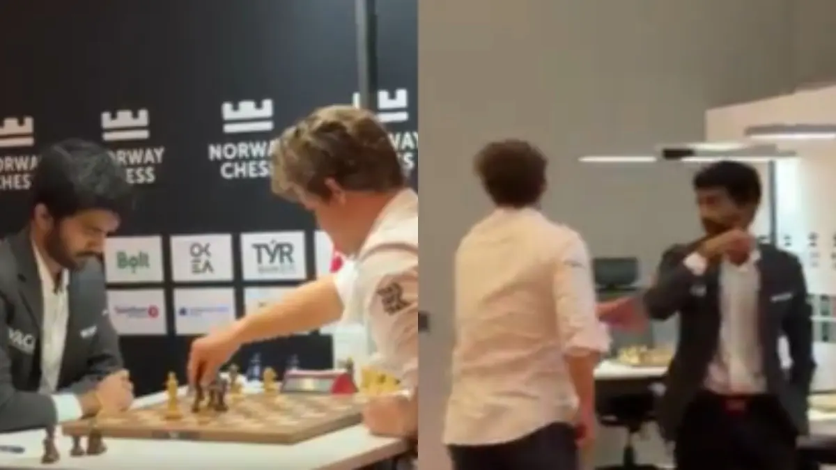 WATCH | World No.1 Magnus Carlsen Pats India's Chess Prodigy D. Gukesh On The Back After Table Banging Moment At Norway Chess Magnus Carlsen pats Gukesh on the back