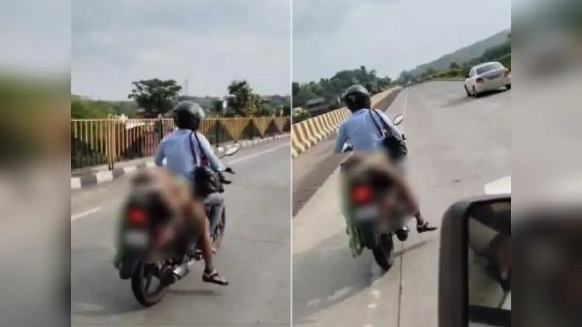 Man Makes Heartbreaking Journey Back Home with Wife’s Lifeless Body on Motorcycle After Tragic Road Accident | VIDEO Man Carries Wife's Dead Body On Bike In Nagpur