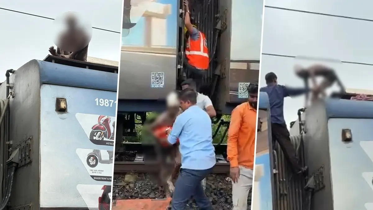 Man Climbs Atop Local Train in Mumbai, Suffers Severe Electric Shock Man climbs atop local train in mumbai, suffers severe electric shock, Rescued