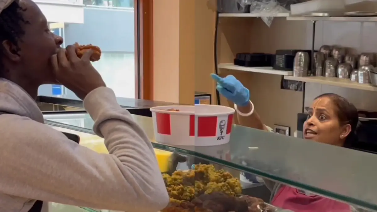 Man Eats Fried Chicken Inside London ISKCON Restaurant
