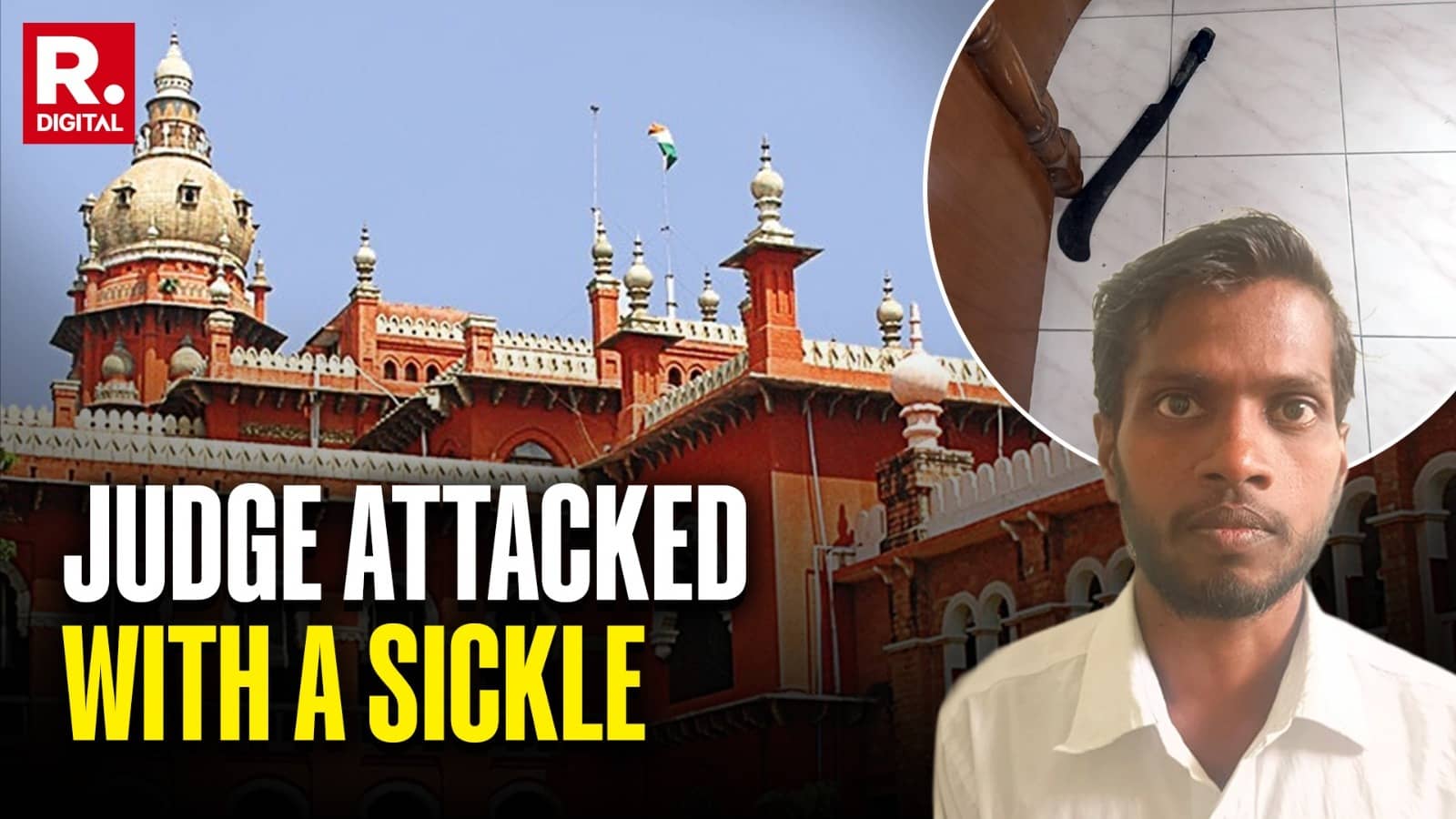 Man Hurls Sickle At Judge Inside Courtroom In Tamil Nadu