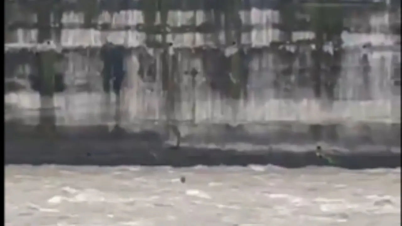 Man Swept Away by Heavy Currents in River in Uttarkashi, Video Surfaces Man Swept Away by Floods in Uttarkashi