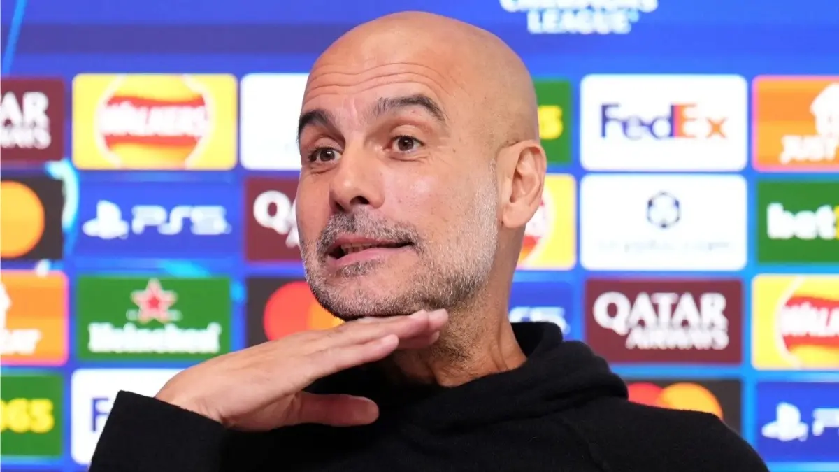 Manchester City head coach Pep Guardiola during press conference