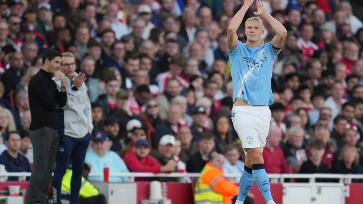 Huddersfield vs Manchester City Live Streaming: When And Where To Watch Carabao Cup In India? Manchester City's Erling Haaland reacts during the Premier League match against Arsenal