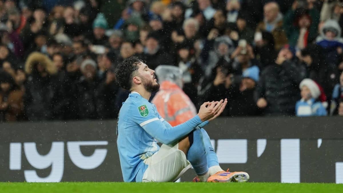 Manchester City's Ryan Cherki celebrating