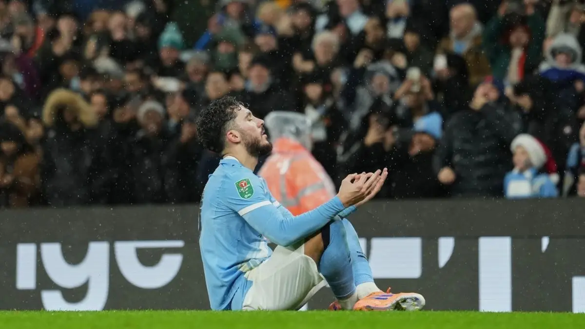Manchester City's Ryan Cherki celebrating
