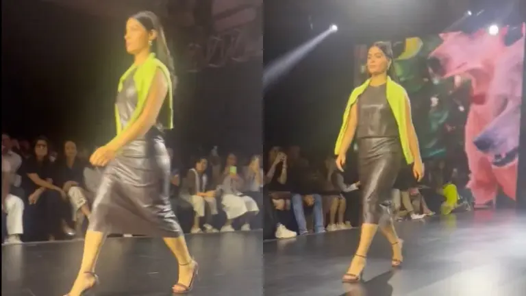 Olympic champion Manu Bhaker walks the ramp at a fashion show; Video goes viral Manu Bhaker