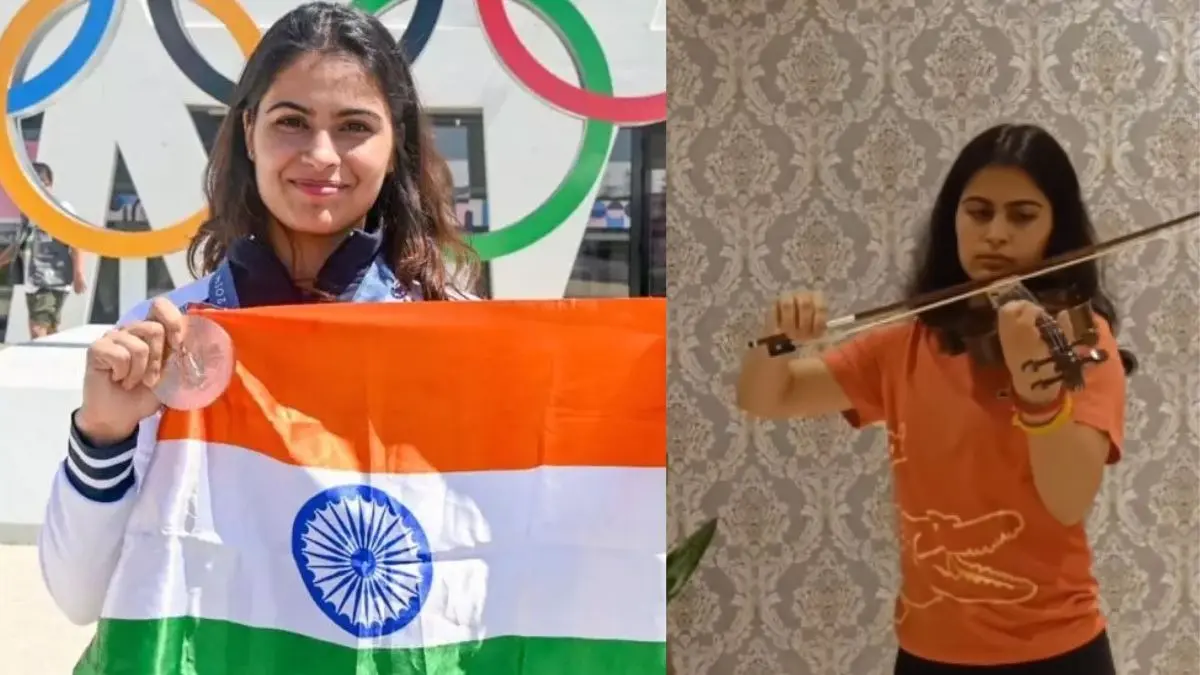 Manu bhaker wins heart playing national anthem through violin on independence day video viral