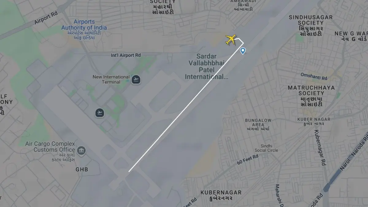Air India Ahmedabad Plane Crash: Map Data Shows Exactly Where the Flight Fell On Ground Map of Exact location of Air India Flight crashed