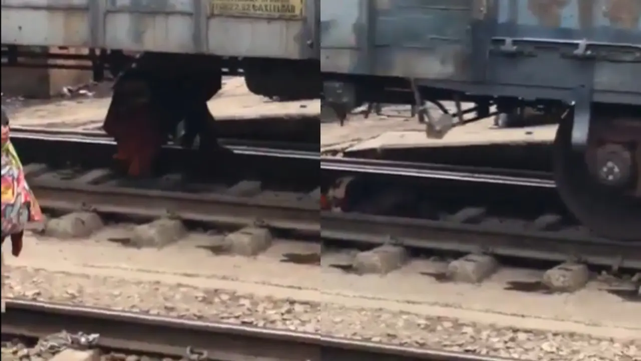 Woman Mocks Death After Train Passes Over Her, Shocking Video Goes Viral Mathura Viral Video