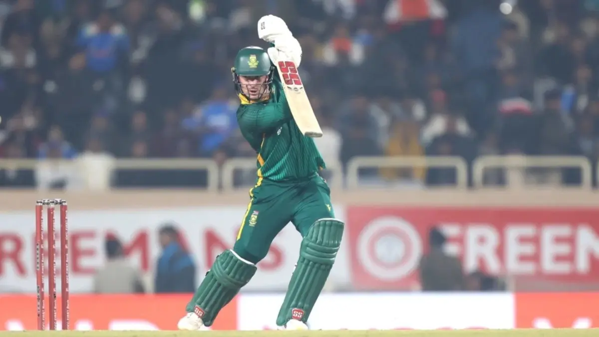 Matthew Breetzke in action against India in 1st ODI