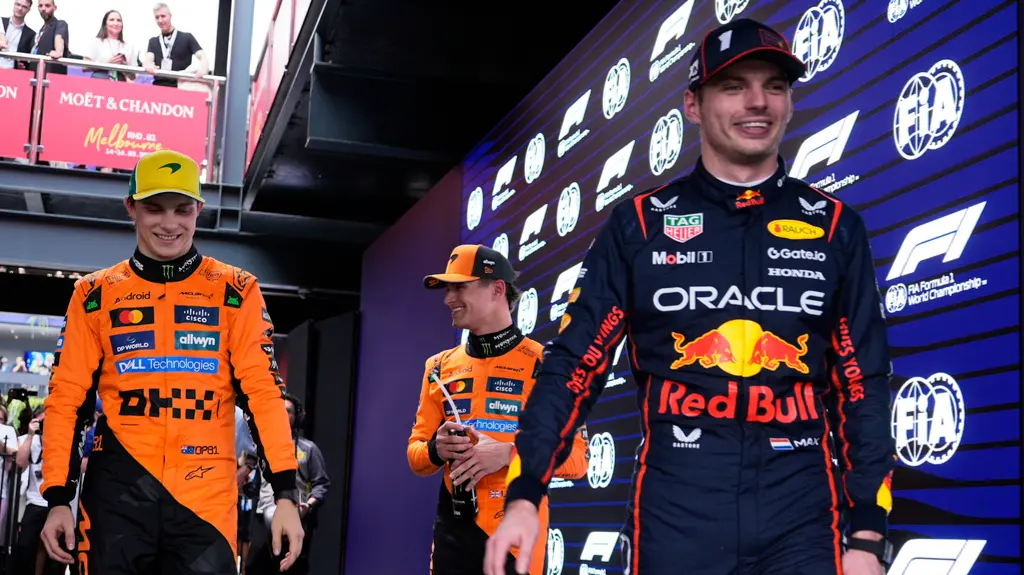 Max Verstappen, Oscar Piastri and Lando Norris