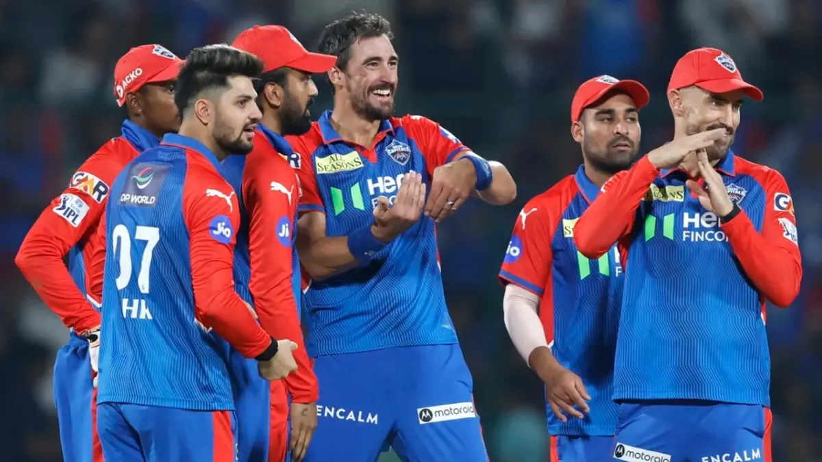 Members of Delhi Capitals ask for a DRS during their IPL 2025 clash against the Kolkata Knight Riders
