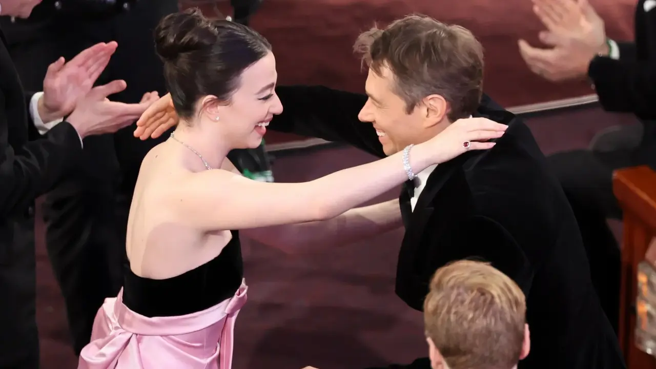 Mikey Madison and Sean Baker were seen celebrating their win for film Anora.